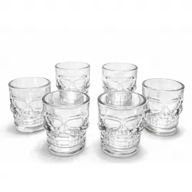 6'Lı Özel Tasarım Cam Kurukafa Shot Bardağı - Dekoratif ve Şık İçecek Deneyimi