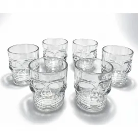 6'lı Kurukafa Tasarımlı Şeffaf Cam Shot Bardağı Seti - Eğlenceli İçecek Deneyimi