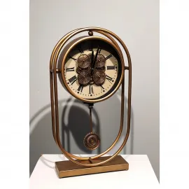 Özel Tasarım Vintage Metal Çarklı Dekoratif Masa Saati – Ev ve Ofis Şıklığı