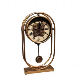 Özel Tasarım Vintage Metal Çarklı Dekoratif Masa Saati – Ev ve Ofis Şıklığı