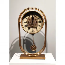 Özel Tasarım Vintage Metal Çarklı Dekoratif Masa Saati – Ev ve Ofis Şıklığı