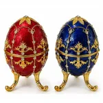 Swarovski Taşlı Lüks Dekoratif Yumurta Biblo Mücevher Kutusu El Yapımı Altın Detaylı