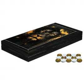 Aslan Motifli Premium Tavla Seti: Şık Tasarım, Dayanıklı Yapı, Keyifli Oyun Deneyimi