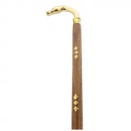 Premium El Yapımı Pirinç At Büstü Ahşap Baston 93 cm | Şık ve Fonksiyonel Destek Çubuğu