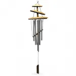 Modern Tasarım Ahşap ve Metal Tüplü Dekoratif Rüzgar Çanı - Balkon Bahçe Ev İçin Şık Ambians