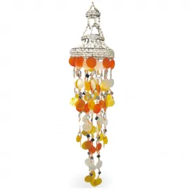 El Yapımı Sedef Desenli Diskli Deniz Kabuğu Detaylı Dekoratif Rüzgar Çanı | 45 Cm