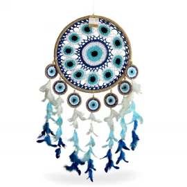 Göz Alıcı Nazar Boncuklu El Yapımı Mavi Rüya Kapanı Düş Kapanı Dream Catcher