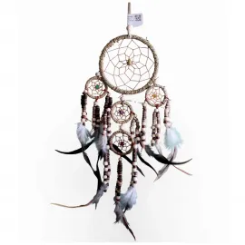 El Yapımı Otantik Büyük ve Çok Halkalı Tüylü Boncuklu Düş Kapanı Rüya Kapanı Duvar Dekoru