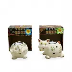 Dekoratif Seramik Fil & Kedi Temalı Buhurdanlık Tealight Mumluk Kutulu Koku Difüzörü