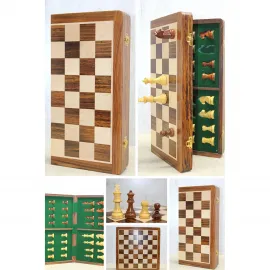 Lüks Manyetik Ahşap Satranç Takımı: 40 cm Katlanabilir Kutulu Profesyonel Oyun Seti