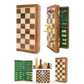 Lüks Manyetik Ahşap Satranç Takımı: 40 cm Katlanabilir Kutulu Profesyonel Oyun Seti