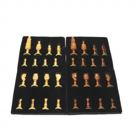 El Yapımı Ceviz ve Akçaağaç Satranç Taşları Seti | Koleksiyonluk Oyma Ahşap Figürler | Deluxe Tam Takım