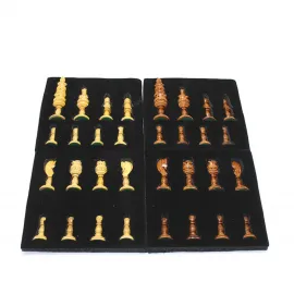 El Yapımı Ceviz ve Akçaağaç Satranç Taşları Seti | Koleksiyonluk Oyma Ahşap Figürler | Deluxe Tam Takım