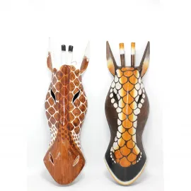 El Yapımı Ahşap Zebra Maskesi 50 CM - Afrika Etnik Duvar Dekorasyonu Sanatı