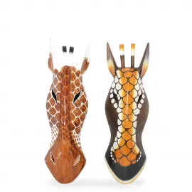 El Yapımı Ahşap Zebra Maskesi 50 CM - Afrika Etnik Duvar Dekorasyonu Sanatı