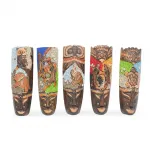 El Yapımı Ahşap Duvar Maskesi | Kum ve Hayvan Figürlü Dekoratif Obje | Etnik Duvar Dekoru