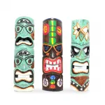 El Yapımı Otantik Ahşap Tiki Duvar Maskesi 50 cm - Egzotik Dekoratif Figür