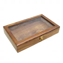 El Yapımı Maun Ağacı Cam Kapaklı Dekoratif Vitrin Kutusu | Takı, Koleksiyon & Eşya Saklama