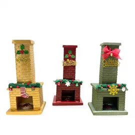 Noel Temalı Şömine Görünümlü Dekoratif Polyester Tütsülük | Yılbaşı Ev Dekorasyonu