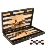 İstanbul Kızkulesi Temalı El Yapımı Lüks Ahşap Tavla Seti | Özel Tasarım Backgammon