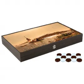 İstanbul Kızkulesi Temalı El Yapımı Lüks Ahşap Tavla Seti | Özel Tasarım Backgammon