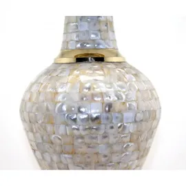 35 cm El Yapımı Pirinç & Sedef Kakma Lüks Dekoratif Vazo – Evinize Zarafet Katın