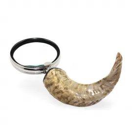 Zarif Pirinç Çerçeveli Doğal Boynuz Saplı Antik Tasarım Koleksiyon Büyüteci - 30x13 cm