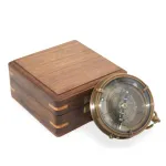 Antik Pirinç Denizci Pusulası Ahşap Hediye Kutusunda | Dekoratif Masaüstü Yön Bulucu