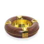 El Yapımı Ahşap ve Parlak Pirinç Detaylı Lüks Dekoratif Masaüstü Puro Sigara Küllüğü