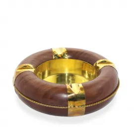 El Yapımı Ahşap ve Parlak Pirinç Detaylı Lüks Dekoratif Masaüstü Puro Sigara Küllüğü