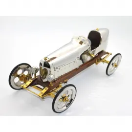 El Yapımı Parlak Pirinç Vintage Yarış Arabası Modeli | Nostaljik Klasik Dekorasyon ve Koleksiyon Parçası