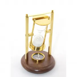 Vintage Pirinç Pusulalı Kum Saati: Ev ve Ofis Dekoru İçin Şık Zamanlayıcı ve Yön Bulucu