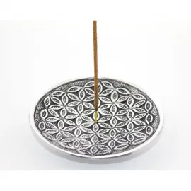 Estetik Metal Yuvarlak Yaşam Çiçeği Motifli Tütsülük – Meditasyon ve Ev Dekoru Objeleri