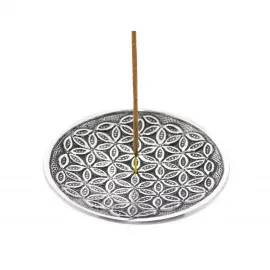 Estetik Metal Yuvarlak Yaşam Çiçeği Motifli Tütsülük – Meditasyon ve Ev Dekoru Objeleri