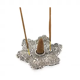 Metal Yuvarlak Çiçek Desenli Dekoratif Tütsülük – Çubuk ve Koni Standı