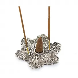 Metal Yuvarlak Çiçek Desenli Dekoratif Tütsülük – Çubuk ve Koni Standı