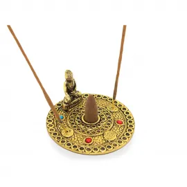 Metal Yuvarlak Budalı Çoklu Tütsülük Standı | Koni ve Çubuk Tütsü Uyumlu Dekoratif Obje