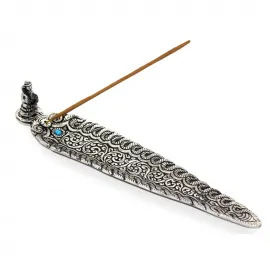 El İşçiliği Metal Ganeşa Figürlü Kayık Tütsülük | Dekoratif Meditasyon Buhurdanlığı