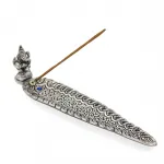 Ganesha Figürlü Metal Kayık Tütsülük – El İşçiliği Desenli Dekoratif Tütsü Tabağı 22 Cm