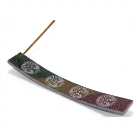 Doğal Obsidyen Taşı Hayat Ağacı Temalı El İşçiliği Dekoratif Kayık Tütsülük