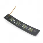 Otantik El İşçiliği Obsidian Taşı Kayık Tütsülük - Renkli Çiçek Desenli Ev Dekorasyonu