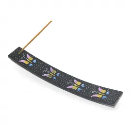 Özel Tasarım El Yapımı Obsidian Taşı Kelebek Motifli Kayık Tütsülük | Dekoratif ve Huzurlu Atmosfer