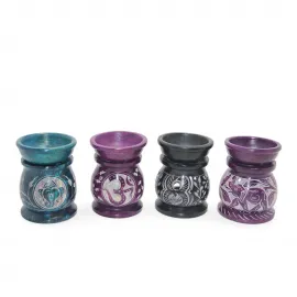 El Oyması Obsidian Taşı Dekoratif Buhurdanlık | Ortam Kokusu ve Meditasyon Objeleri