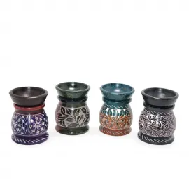 El İşçiliği Oymalı Doğal Obsidian Taşı Buhurdanlık | Estetik Koku Lambası & Dekoratif Yağ Yakıcı