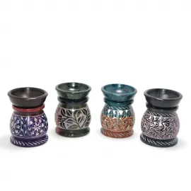 El İşçiliği Oymalı Doğal Obsidian Taşı Buhurdanlık | Estetik Koku Lambası & Dekoratif Yağ Yakıcı