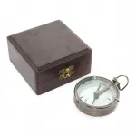 Antik Pirinç Denizci Pusulası Ahşap Kutulu – Vintage Dekoratif Koleksiyonluk Hediye Seti