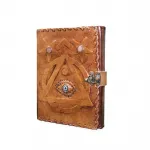 Antik Görünümlü El Yapımı Kabartma Göz Motifli Kahverengi Deri Defter
