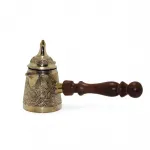 El Oyması Desenli Otantik Pirinç Cezve 4.75 İnç - Geleneksel Türk Kahvesi ve Dekorasyon İçin