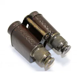 Antik Stil Pirinç ve Hakiki Deri Kaplama Seyahat Dürbünü – Estetik ve Fonksiyonel Keşif Aracı