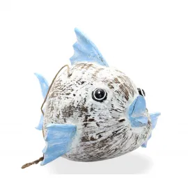 El Yapımı Ahşap Balık Biblo Deniz Temalı Duvar Dekoru Askılı – 30x28cm Rustik Obje